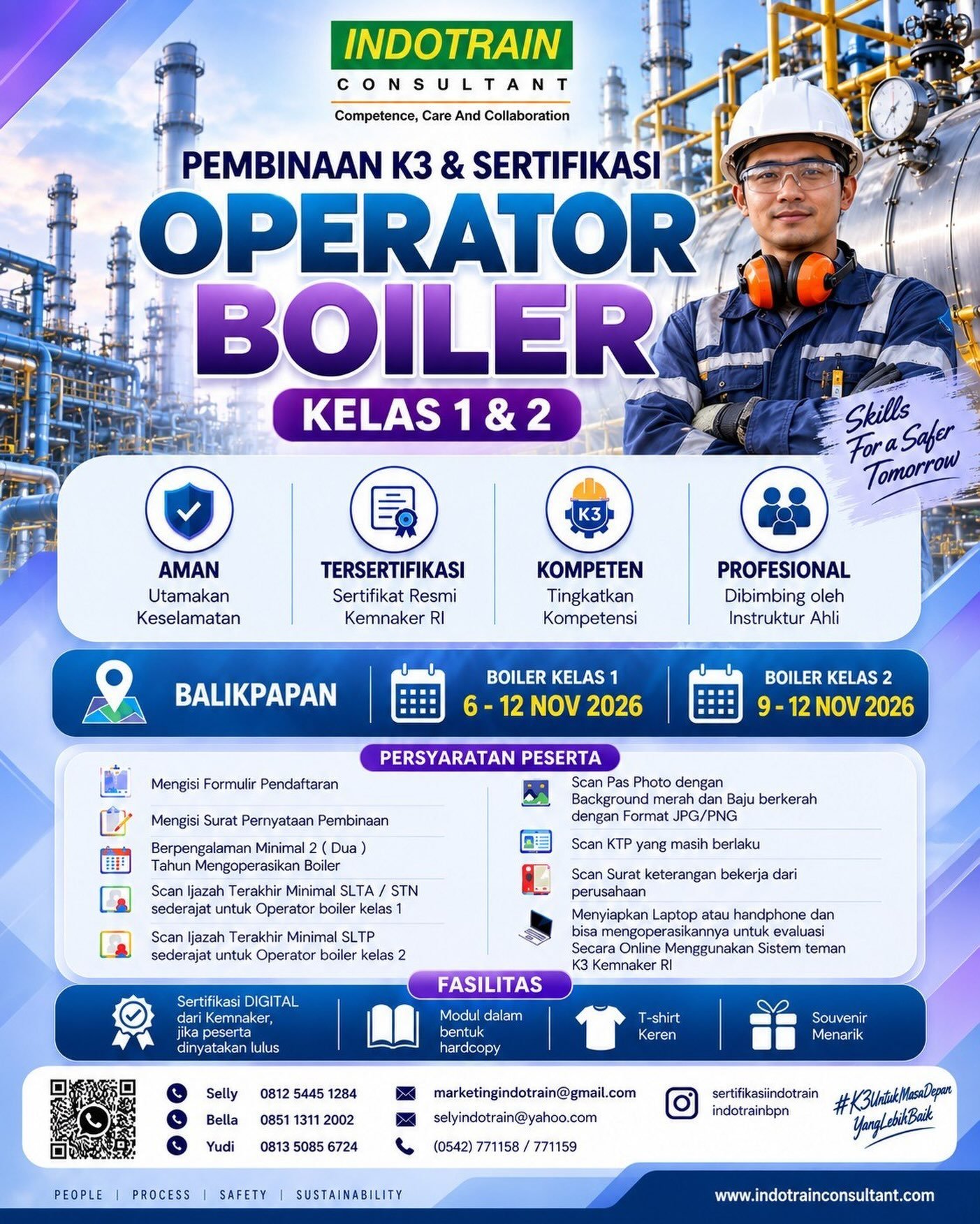 Pembinaan Operator Boiler Kelas I & II, offline tatap muka. Plan running!